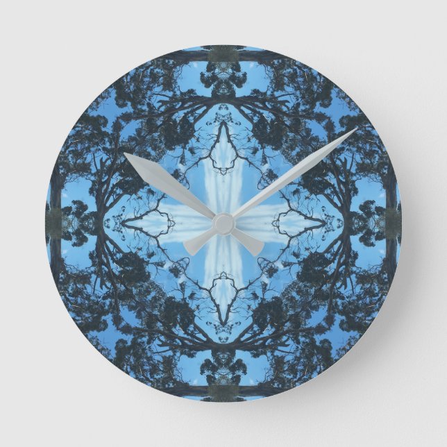Relógio Redondo Blue Cross Nature Wall Clock (Frente)