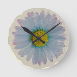 Relógio Redondo Blue Daisy - Decoração de Fazenda Vintage