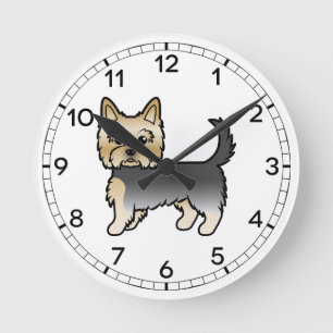 Relógio Redondo Blue E Dourado Yorkshire Terrier Yorkie Cartoon Do