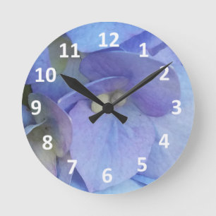 Relógio Redondo Blue Hydrangea Blossom Numerações Wall Clock