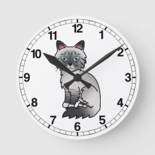 Relógio Redondo Blue Point Tabby Birman / Ragdoll Cat