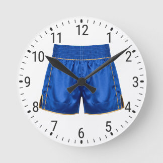 Relógio Redondo Blue Satin Boxing Shorts Trunk Boxer Decor
