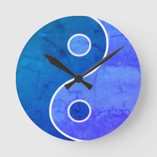 Relógio Redondo Blue Yin Yang Art