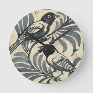 Relógio Redondo Bluebirds (w/c on paper)