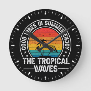 Relógio Redondo Boas Vibrações Ondas Tropicais de Verão-64107