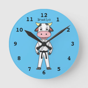 Relógio Redondo Boca-branca em desenho animado em kung fu