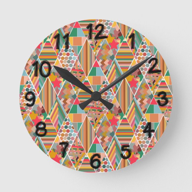 Relógio Redondo Boho Crazy Quilt (Frente)