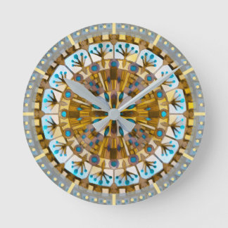 Relógio Redondo Boho Mosaico - Azulejo amarelo - Mel