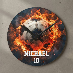 Relógio Redondo Bola de Futebol com Nome e Número Personalizados