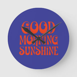 Relógio Redondo Bom dia Sunshine Retro Decor Impressão