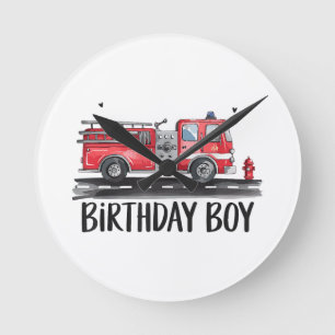 Relógio Redondo Bombeiros de caminhão O aniversário da família Boy