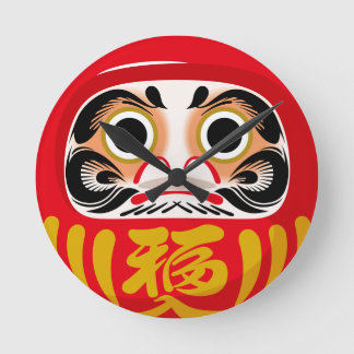 Relógio Redondo Boneco Daruma (amuleto tradicional japonês de boa