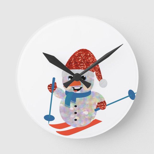 Relógio Redondo boneco de neve de natal (Frente)