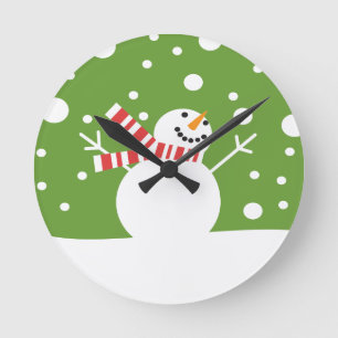 Relógio Redondo Boneco de neve do feriado de inverno