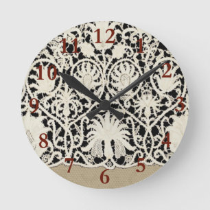Relógio Redondo Bonito Linen White Lace Antique de Casamento