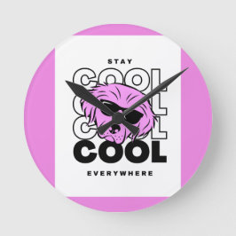 RELÓGIO REDONDO BONITO PINK DOG WALL CLOCK