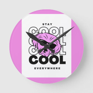 RELÓGIO REDONDO BONITO PINK DOG WALL CLOCK