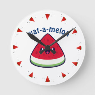 Relógio Redondo Bonito Sorriso Kawaii Watermelon