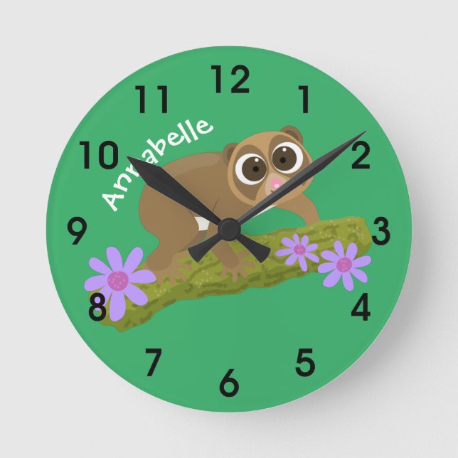 Relógio Redondo Bons e felizes loris em desenhos animados (Frente)