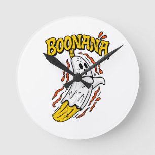 Relógio Redondo Boonana Fantasma Banana Halloween Bonito