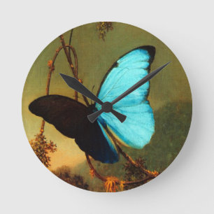Relógio Redondo Borboleta azul de Martin Johnson Heade Morpho