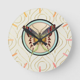 Relógio Redondo Borboleta Colorida do Velho Mundo