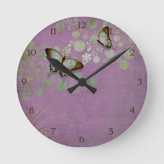 Relógio Redondo Borboleta Floral Moderna com Flor Abstrancor Flor