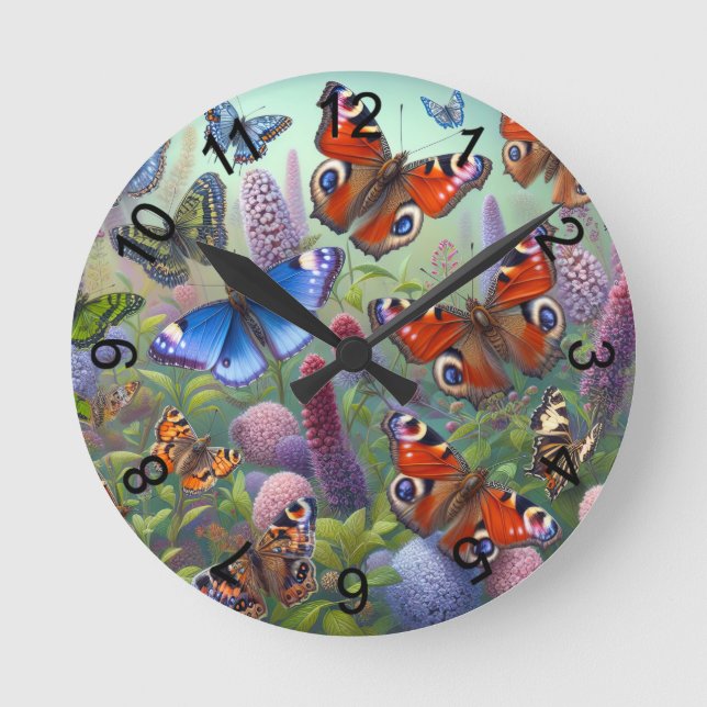 Relógio Redondo Borboletas (Frente)