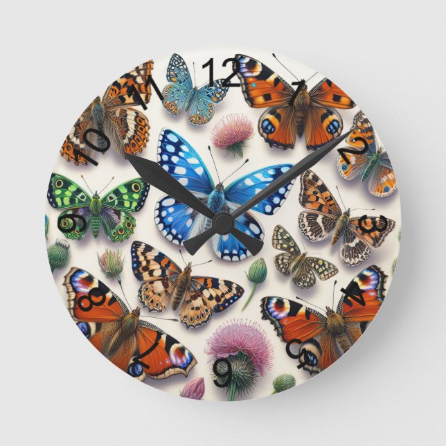 Relógio Redondo Borboletas 2 (Frente)
