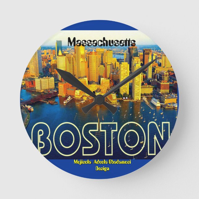 Relógio Redondo boston 2, Massachusetts - Personalizado (Frente)