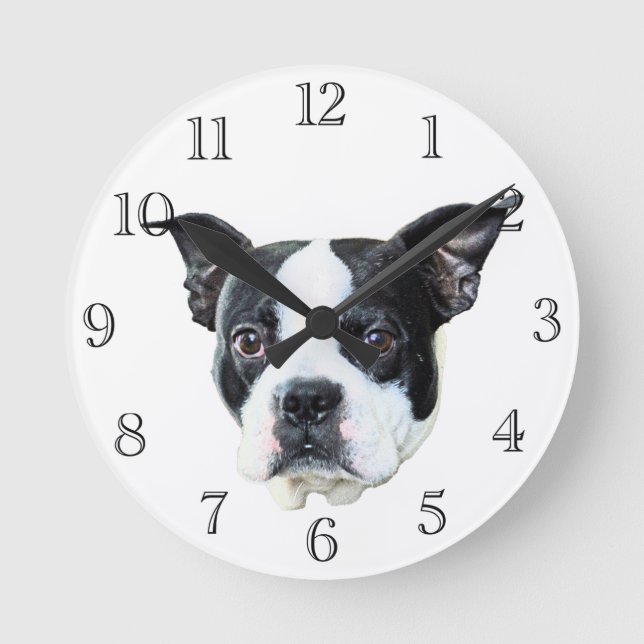 Relógio Redondo Boston terrier (Frente)