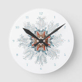 Relógio Redondo Botão azul desenho de vintagem azul Wall Clock