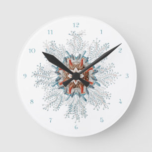 Relógio Redondo Botão azul desenho de vintagem azul Wall Clock