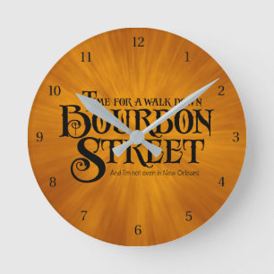 Relógio Redondo Bourbon Street - bebida de uísque engraçada