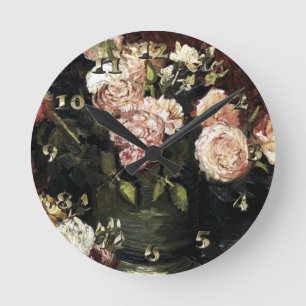 Relógio Redondo Bowl with Peonies and Roses - Gogh