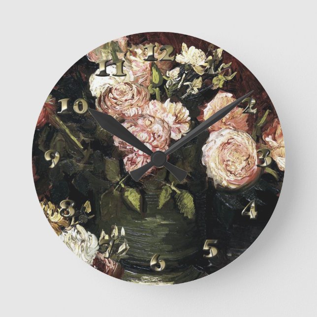 Relógio Redondo Bowl with Peonies and Roses - Gogh (Frente)