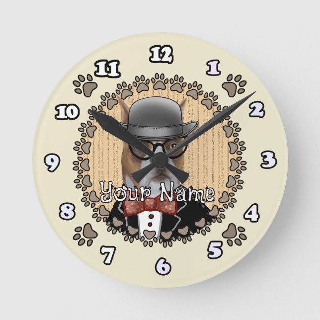 Relógio Redondo Boxer Dog (Frente)