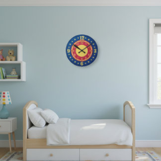 Relógio Redondo Boys Circus Wall Clock | Primary Colors Stars