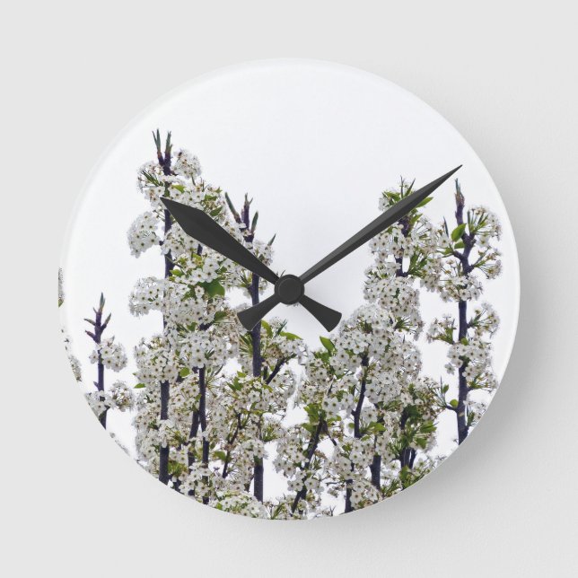 Relógio Redondo Bradford Pear Blossoms (Frente)