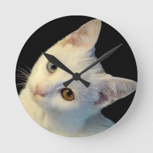 Relógio Redondo Branco bonito Turco Van Gatinho Pulso de disparo