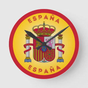 Relógio Redondo Brasão de Armas da Espanha em Forma de Círculo