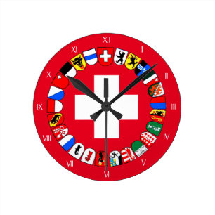 Relógio Redondo Brasão dos cantões suíços