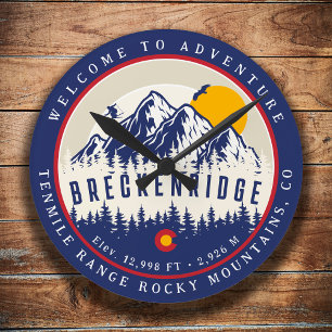 Relógio Redondo Breckenridge Colorado Flag Mountain Souvenir