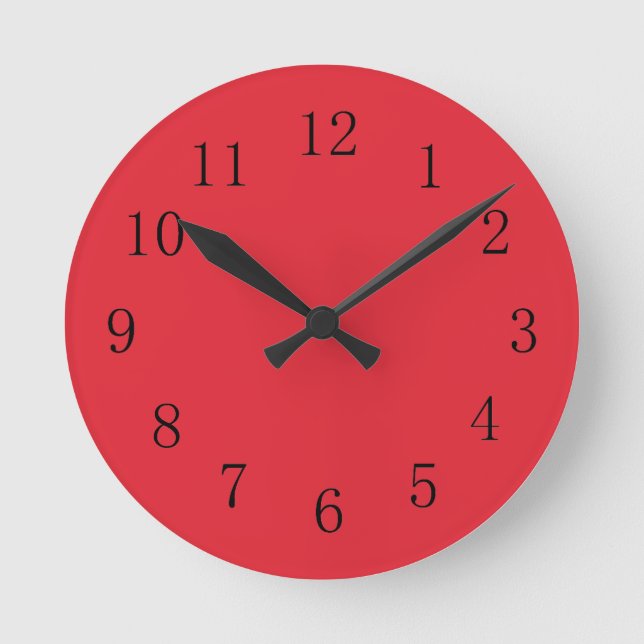 Relógio Redondo Bright Alizarin Red Kitchen Wall Clock (Frente)