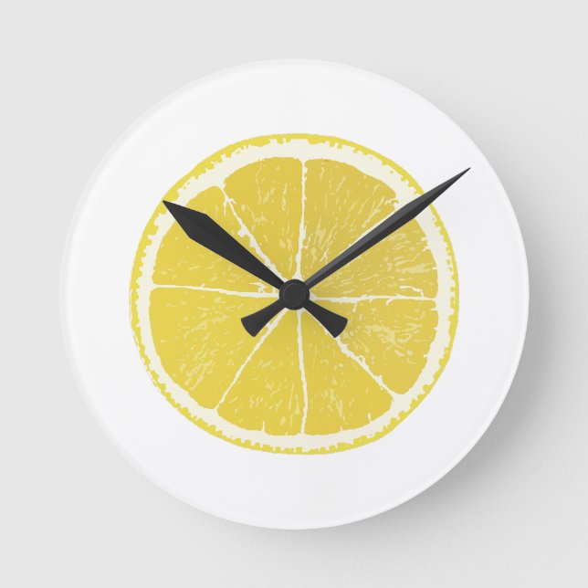 Relógio Redondo Bright Yellow Lemon Slice Wall Clock (Frente)