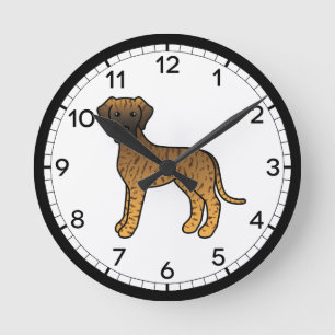 Relógio Redondo Brindle Great Dane Dog Cartoon Design