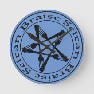 Relógio Redondo Brise Seitan Vegan Pentagram (versão escura)