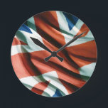 Relógio Redondo British Flag Pop Art<br><div class="desc">Bandeira da Inglaterra / Reino Unido - Sinalizadores do Reino Unido - Bandeira Inglesa - Santo George Flag Pop Art Style Digital Trabalho de arte</div>