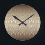 Relógio Redondo Bronze, ouro, Art nouveau, art deco, vintage,<br><div class="desc">Bronze,  ouro, Art nouveau,  art deco,  vintage,  padrão,  floral, rolo, moderno, trendente, elegante</div>