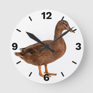 Relógio Redondo Brown Duck Farm Animal Countryside Rustic Decor